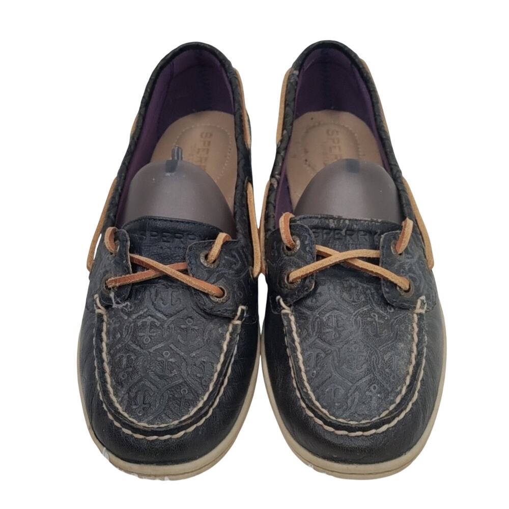 Black Sperry leather boat shoes sz 8